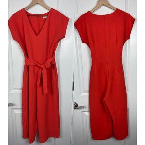 Bishop + Young Red Orange Cropped Sleeveless Jumpsuit Romper Size Medium